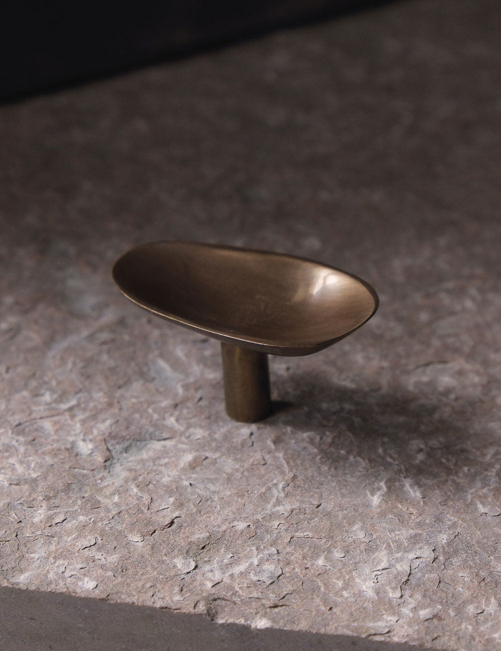 VALE knob oval in burnished brass made of solid brass and designed by Julie Brandt for BRANDT Collective