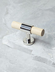 SIGNATURE 20 T-bar handle 60 mm - Polished Nickel / Oak by BRANDT Copenhagen 