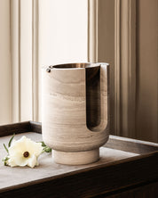 AURA oil burner - CHALK GREY + bowl burnished brass patina