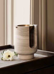 AURA oil burner - CHALK GREY + bowl satin brass
