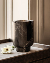 AURA oil burner - SHADOW BLACK + bowl burnished brass patina