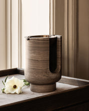 AURA oil burner - SMOKE GREY + bowl burnished brass patina