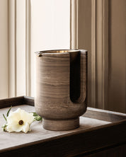 AURA oil burner - SMOKE GREY + bowl satin brass