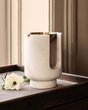AURA oil burner - SNOW WHITE + bowl satin brass