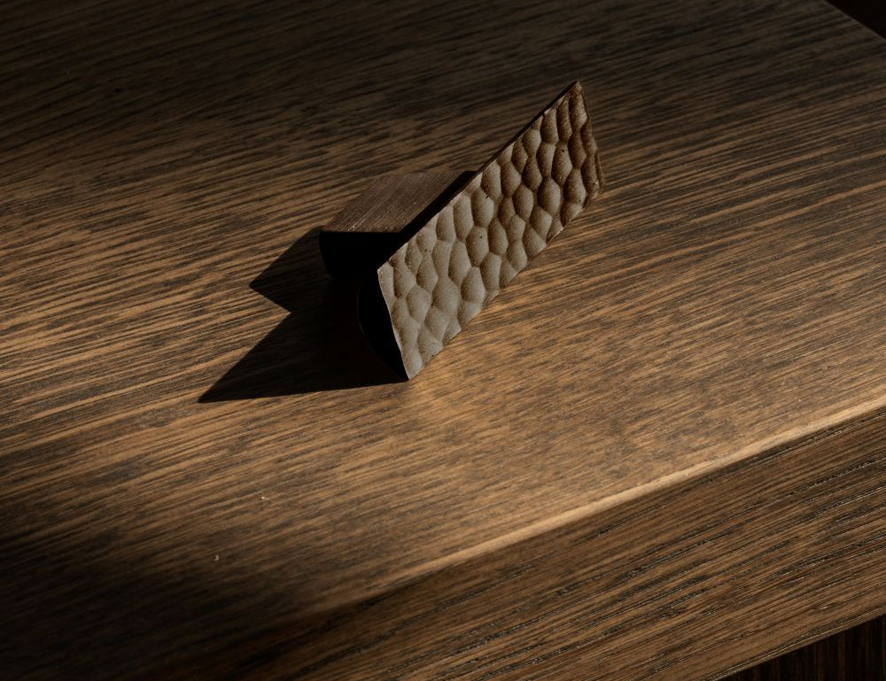 CARVE collection in Burnished Brass by BRANDT Collective. A hardware collection in collab with Norm architects consisting of T-bars and pull bars.