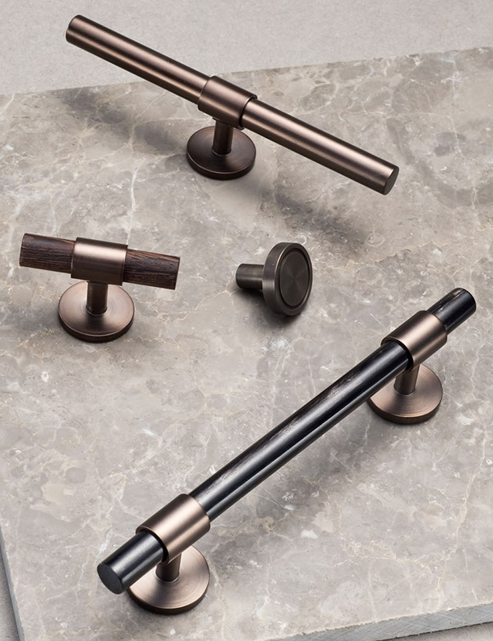 CHISEL knob in Burnished Brass. Elegant cabinet hardware designed by BRANDT Copenhagen.