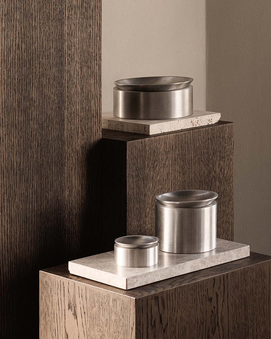 EDO canister LOW - Satin Aluminium