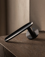 LEAF door lever handle in Gunmetal Sprung version by BRANDT Copenhagen. Designed in collab with Norm Architects.
