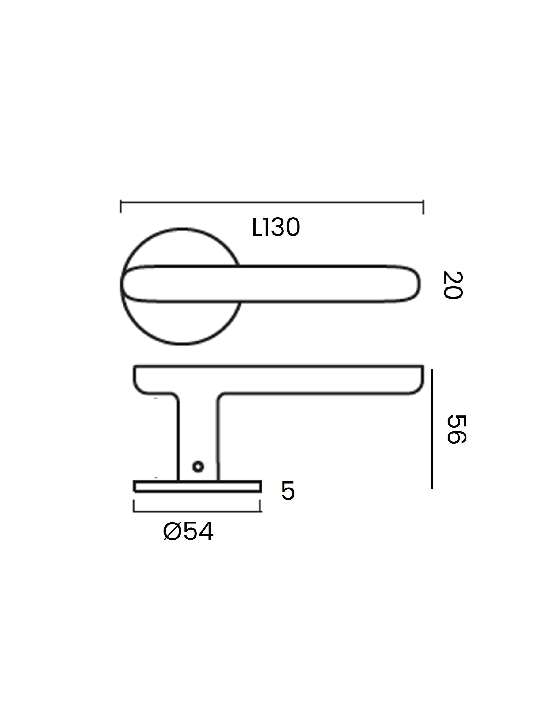 LEAF lever door handle technical drawing from BRANDT Copenhagen.