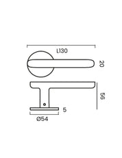 LEAF lever door handle technical drawing from BRANDT Copenhagen.