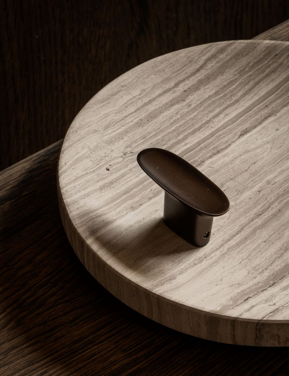 LEAF hook in Burnished Brass by BRANDT Collective. A hardware collection in collab with Norm architects consisting of knobs, T-bars and pull bars.