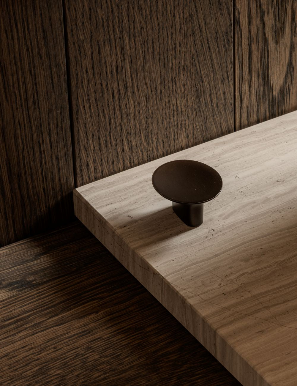 leaf hook round for wall mounting in burnished brass. Designed by Norm architects for brandt copenhagen