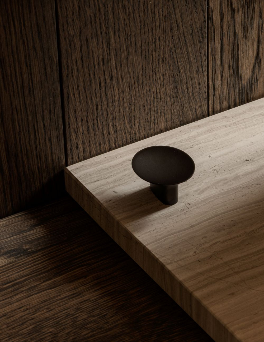 leaf hook round for wall mounting in burnished brass. Designed by Norm architects for brandt copenhagen.