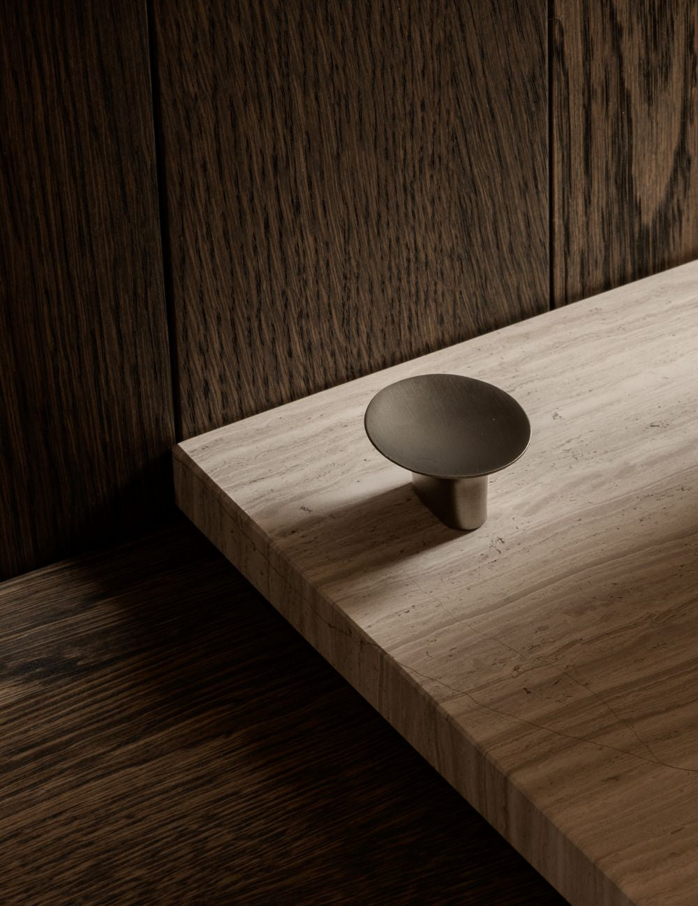 LEAF hook round for wall mounting in satin nickel for brandt copenhagen. Designed by Norm architects.