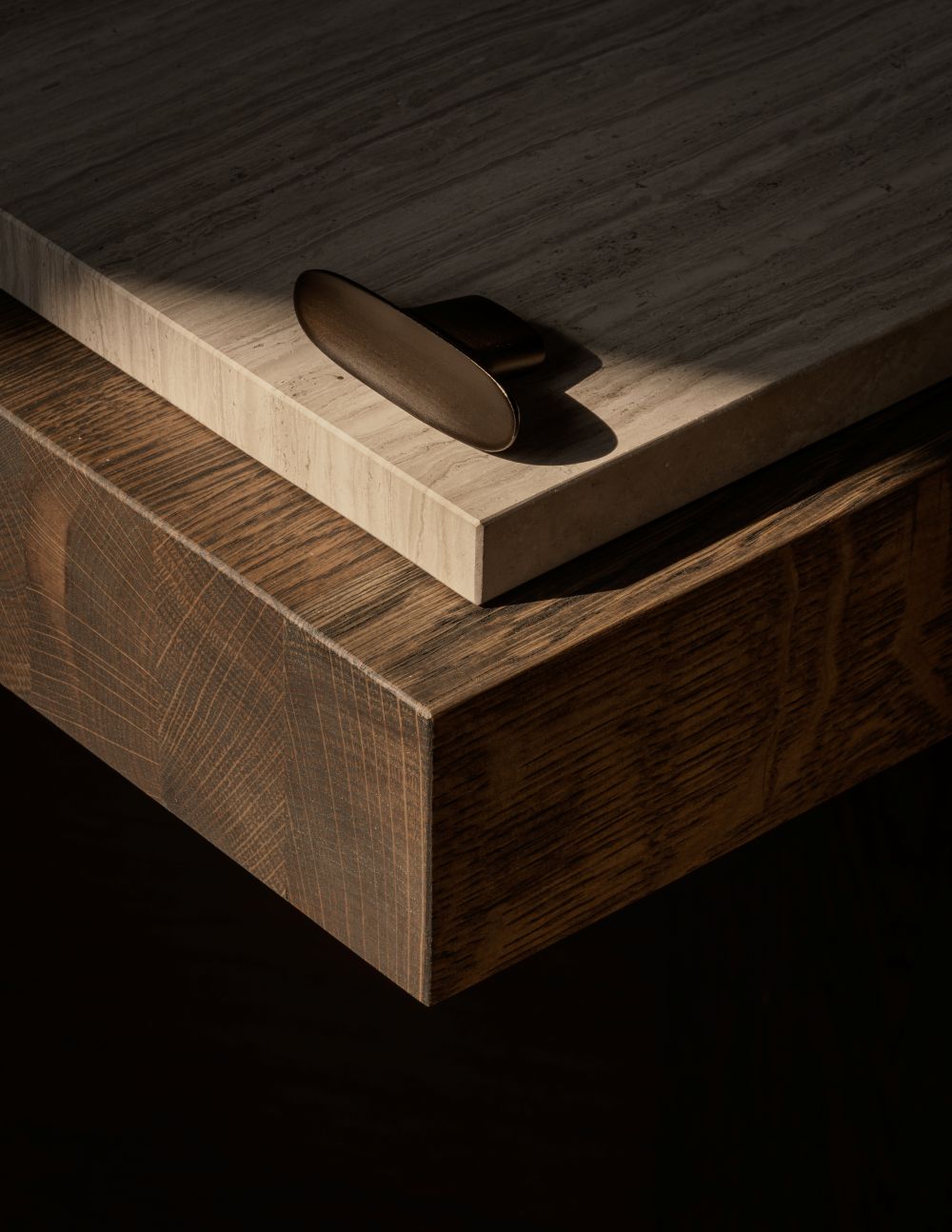 LEAF T-bar 65 mm in burnished brass by BRANDT Copenhagen and Norm architects. Kitchen handle in solid brass - ideal for kitchen drawers and cupboard fronts.