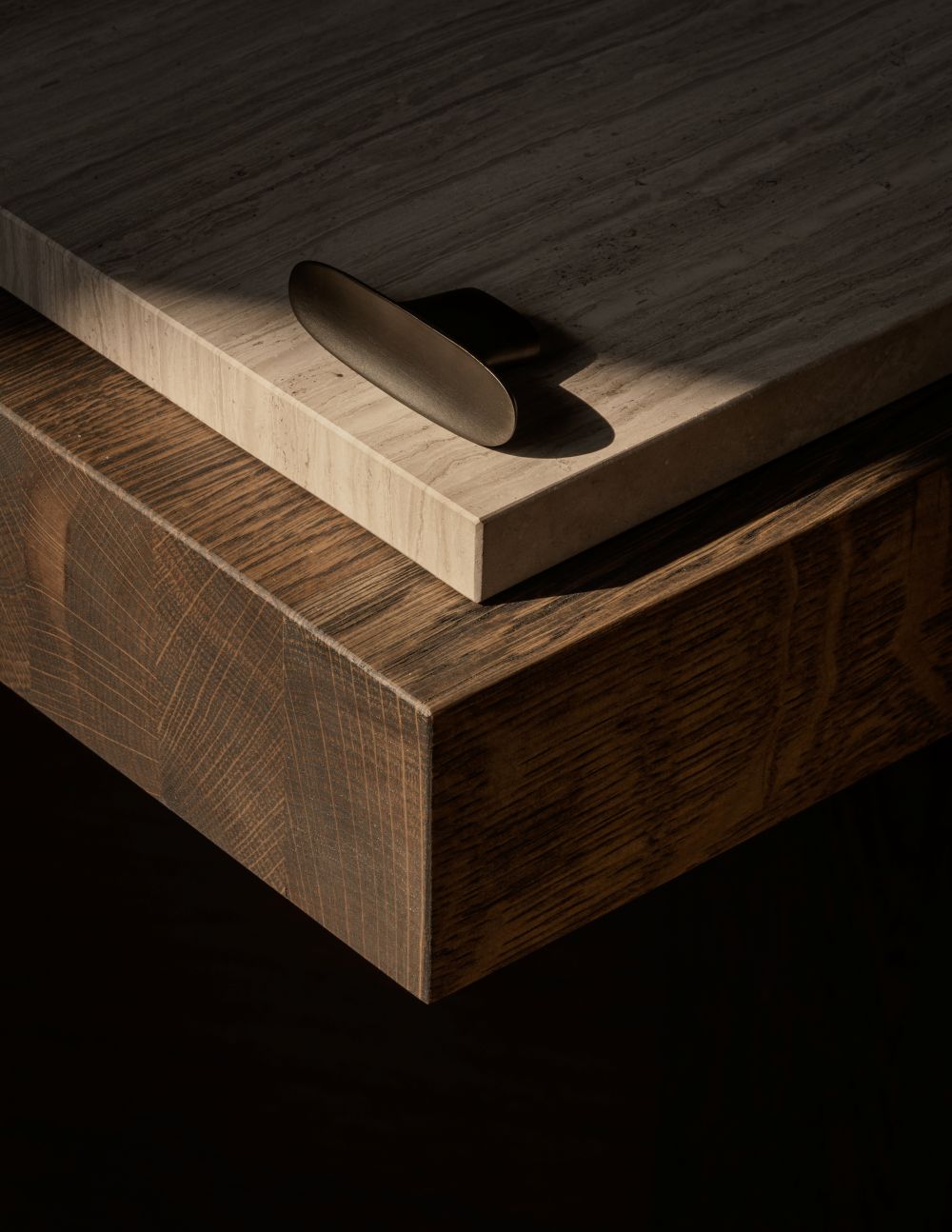 LEAF T-bar 65 mm in gunmetal black by BRANDT Copenhagen and Norm architects. Kitchen handle in solid brass - ideal for kitchen drawers and cupboard fronts.