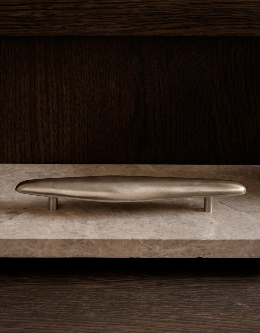 NOBLE hardware collection in Satin Nickel. Designed by Julie Brandt and is part of our organic shaped hardware collection with luxury cabinet and kitchen handles.