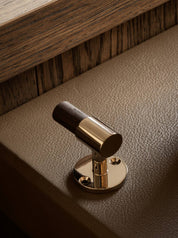 SIGNATURE hook for tea towels or bathroom towels made of solid brass with finish in Polished Nickel and Wenge. Designed by Julie Brandt for BRANDT Copenhagen.