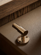 SIGNATURE hook for tea towels or bathroom towels made of solid brass with finish in Polished Nickel. Designed by Julie Brandt for BRANDT Copenhagen.