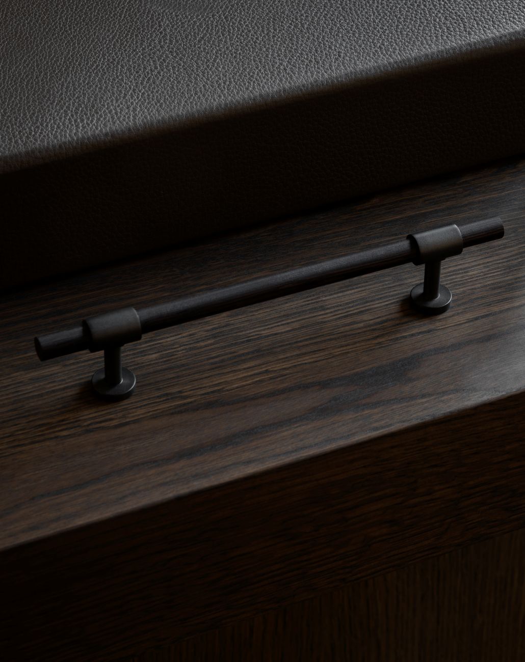  Wenge. Modern luxury cabinet handles made of solid brass by BRANDT Copenhagen.