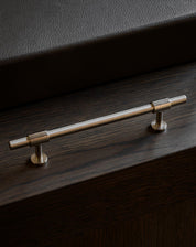 Cabinet handle SIGNATURE slim pull bar 182 mm in Satin Nickel. Modern luxury cabinet hardware made of solid brass by BRANDT Copenhagen.