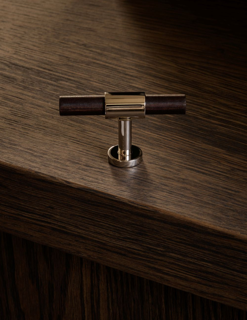  Wenge. Modern luxury kitchen cabinet handles made of solid brass by BRANDT Copenhagen.