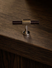 Cabinet handle SIGNATURE slim T-bar 54 mm in Polished Nickel / Wenge. Modern luxury kitchen cabinet handles made of solid brass by BRANDT Copenhagen.