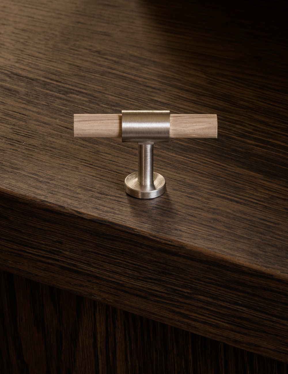  Oak Modern kitchen cabinet handles made of solid brass by BRANDT Copenhagen.