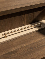 SIGNATURE 30 Tea towel bar 450 mm in Brushed Brass/Brushed Brass. Luxury kitchen hardware made of solid brass by BRANDT Copenhagen. 