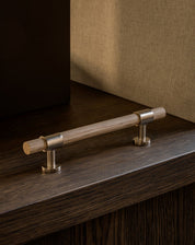Cabinet handle SIGNATURE 20 - pull bar 188 mm - Satin Nickel / Oak by BRANDT Copenhagen 