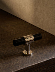 Cabinet handle SIGNATURE 20 - T-bar handle 60 mm - Polished Nickel / Black Horn by BRANDT Copenhagen 