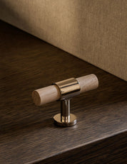 SIGNATURE 20 T-bar handle 60 mm - Polished Nickel / Oak by BRANDT Copenhagen 