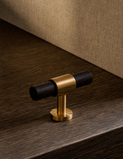 Cabinet handle SIGNATURE 20 - T-bar handle 60 mm - Satin Brass / Wengé by BRANDT Copenhagen 