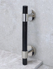SIGNATURE 30 - pull bar handle 156 mm - Polished Nickel / Black Horn by BRANDT Copenhagen 