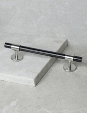 SIGNATURE 30 - pull bar handle 188 mm - Satin Nickel / Black Horn by BRANDT Copenhagen 