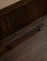SIGNATURE 30 pull bar 476 mm in Burnished Brass. This closet pull or appliance pull from BRANDT Copenhagen are suitable for bespoke furniture, kitchens, wardrobes, and bathroom cabinetry. Luxury hardware made of solid brass.