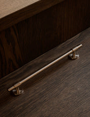 SIGNATURE 30 pull bar 476 mm in Burnished Brass. This closet pull or appliance pull from BRANDT Copenhagen are suitable for bespoke furniture, kitchens, wardrobes, and bathroom cabinetry. Luxury hardware made of solid brass.