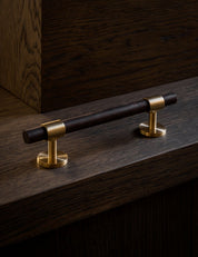 Cabinet handle SIGNATURE 30 - pull bar handle 188 mm - Satin Brass / Wengé by BRANDT Copenhagen 