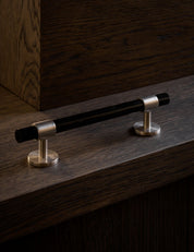 Cabinet handle SIGNATURE 30 - pull bar handle 188 mm - Satin Nickel / Black Horn by BRANDT Copenhagen 