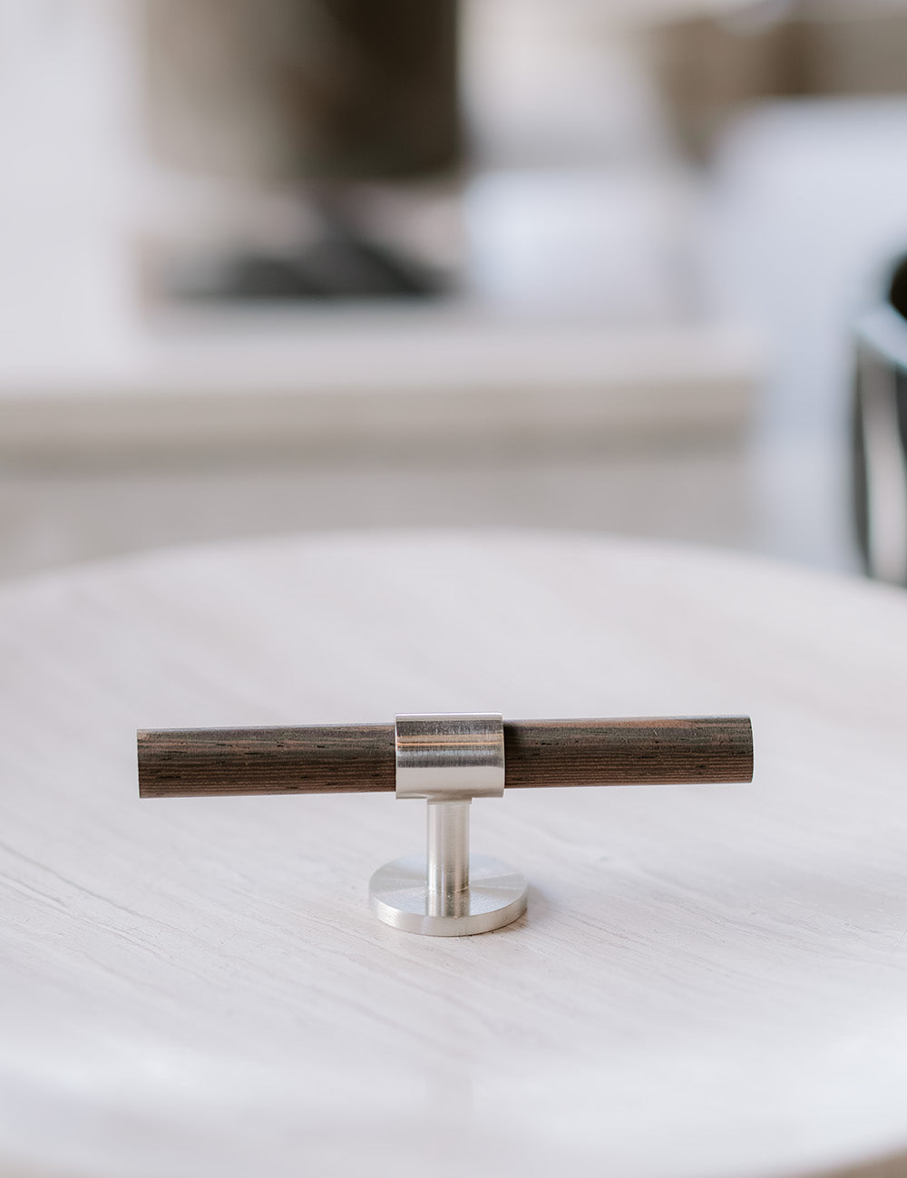SIGNATURE 30 - T-bar handle 113 mm - Satin Nickel / Wengé by BRANDT Copenhagen 