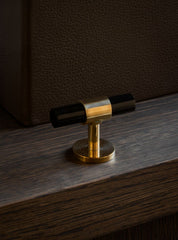 Cabinet handle SIGNATURE 30 - T-bar handle 60 mm - Polished Brass / Black Horn by BRANDT Copenhagen 