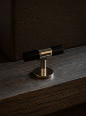 Cabinet handle SIGNATURE 30 - T-bar handle 60 mm - Polished Nickel / Black Horn by BRANDT Copenhagen 