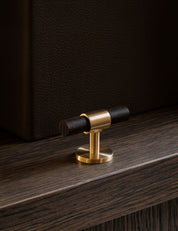 Cabinet handle SIGNATURE 30 - T-bar handle 60 mm - Satin Brass / Wengé by BRANDT Copenhagen