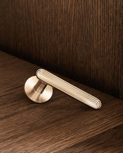 TERRACE door handle set in Satin brass from BRANDT Copenhagen. designed in collab with Norm Architects.