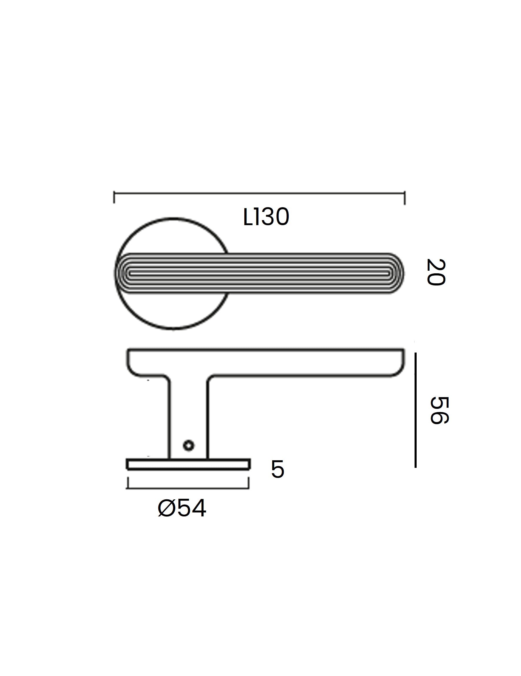 TERRACE door handle set in technical drawing from BRANDT Copenhagen. Designed in collaboration with Norm Architects.