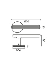 TERRACE door handle set in technical drawing from BRANDT Copenhagen. Designed in collaboration with Norm Architects.