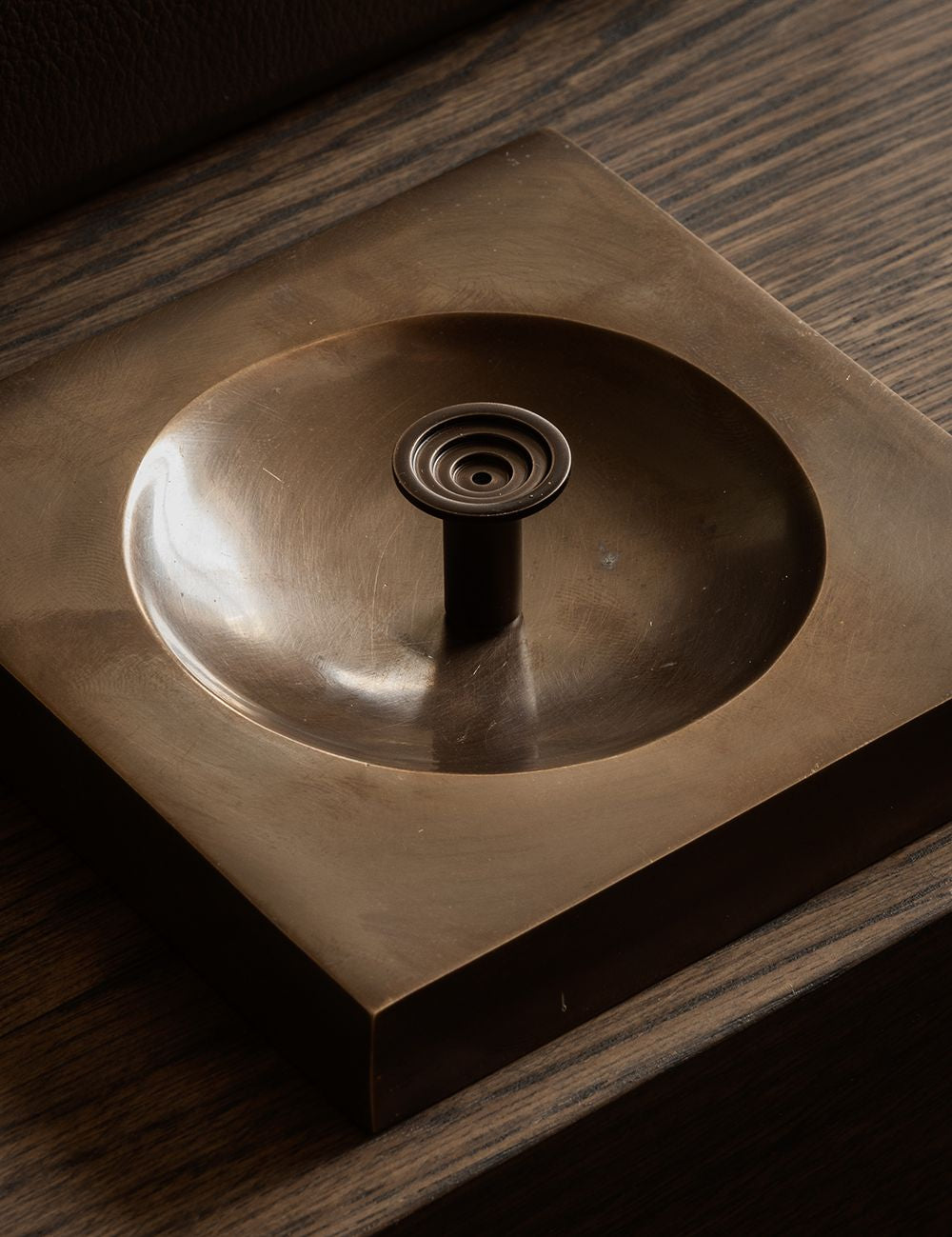 TERRACE knob mini in Burnished Brass by BRANDT Copenhagen. A hardware collection in collab with Norm architects consisting of knobs, T-bars and pull bars.