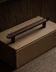 TERRACE pull bar 170 mm in Burnished Brass by BRANDT Copenhagen. A hardware collection in collab with Norm architects consisting of knobs, T-bars and pull bars.