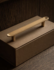 TERRACE collection in brass by BRANDT Copenhagen. A hardware collection in collab with Norm architects consisting of knobs, T-bars and pull bars.