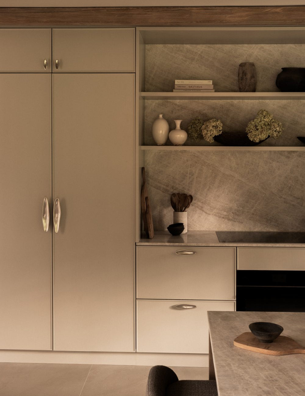VALE hardware collection in Satin Nickel. Designed by Julie Brandt and is part of our organic shaped hardware collection with cabinet and kitchen handles.